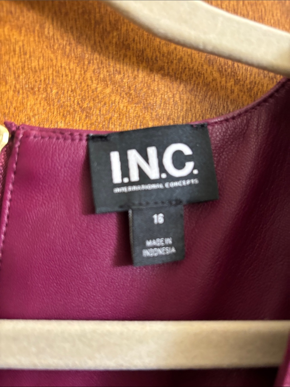INC International Concepts Magenta Faux-Leather Midi Sheath Dress - Picture 4 of 4